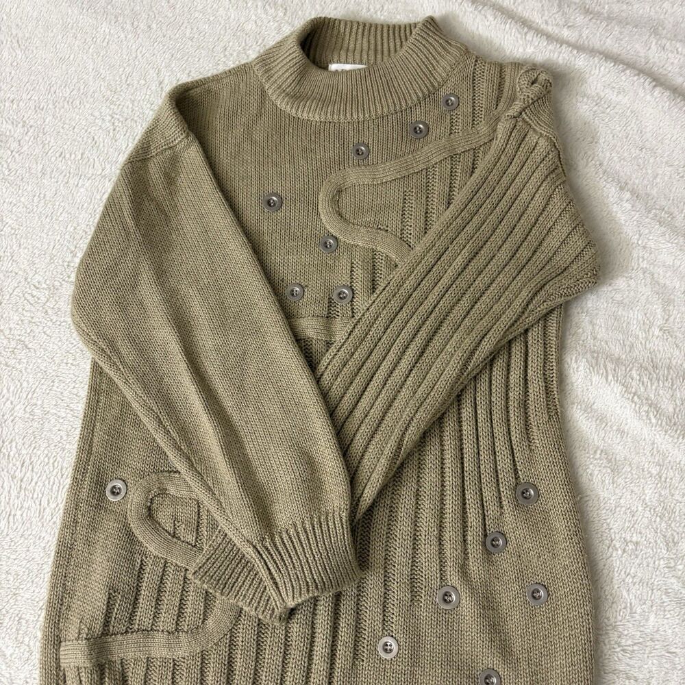 Vintage ADOLFO New York Women's Sweater Size Medium Wool Beige Crewneck Comfort